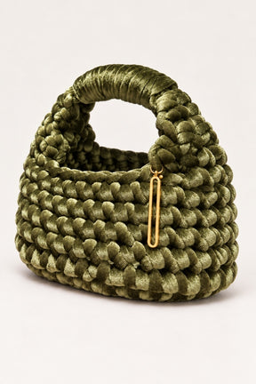 ‘Velora’ Borsa in velluto verde militare