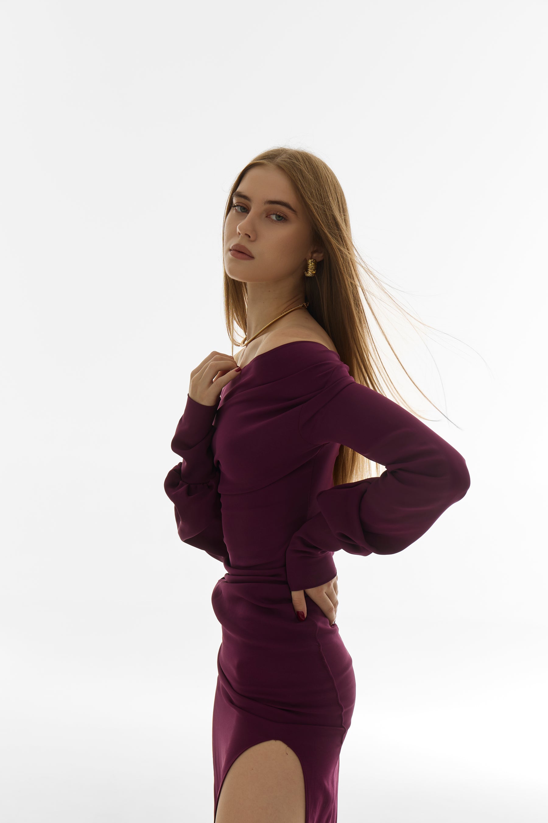 Flow long Dress - Plum