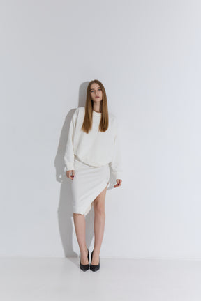 Fold midi Skirt - Ivory white