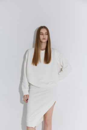 Fold midi Skirt - Ivory white