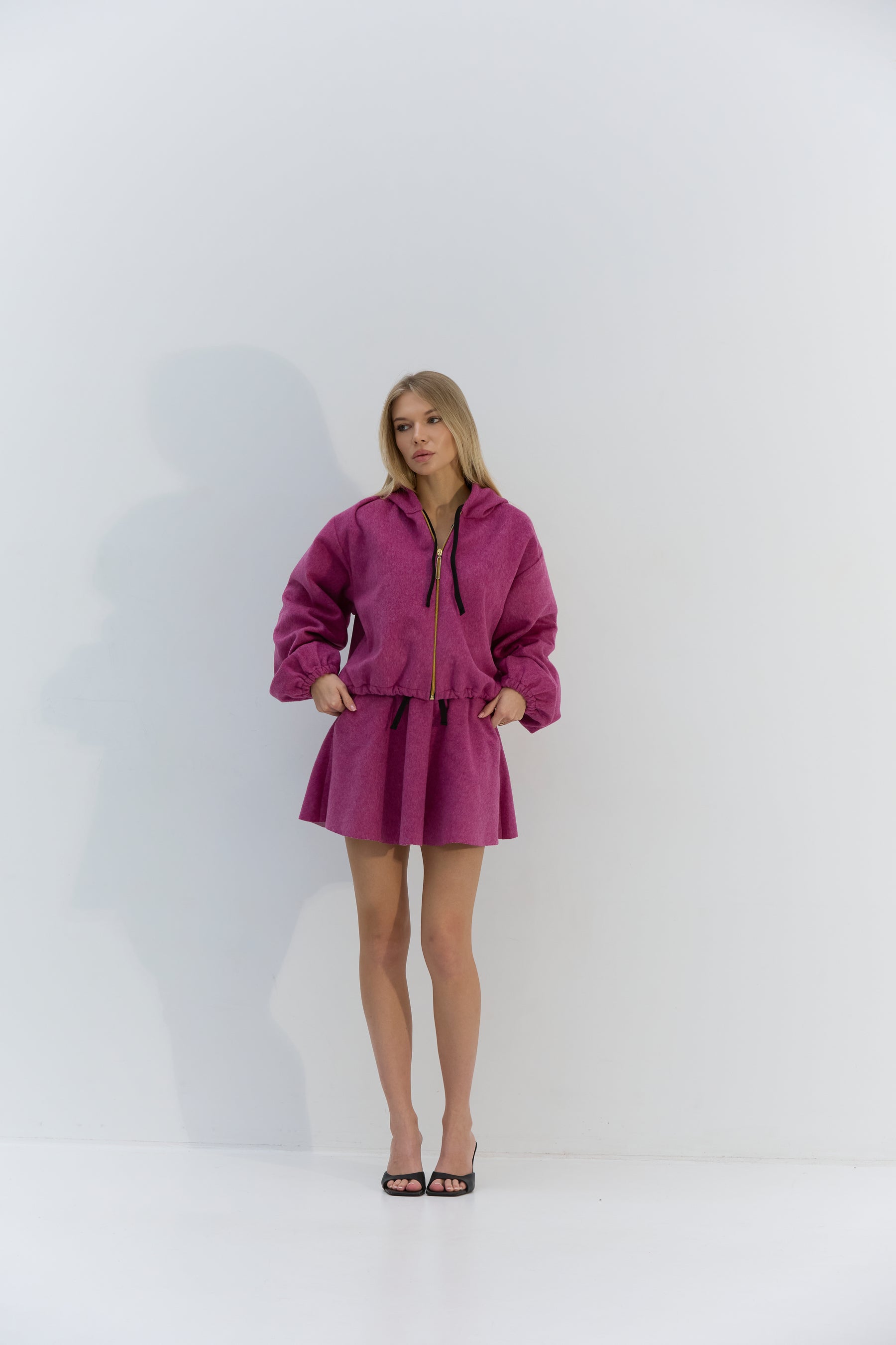 Cloud Bomber & Petal mini Skirt Set