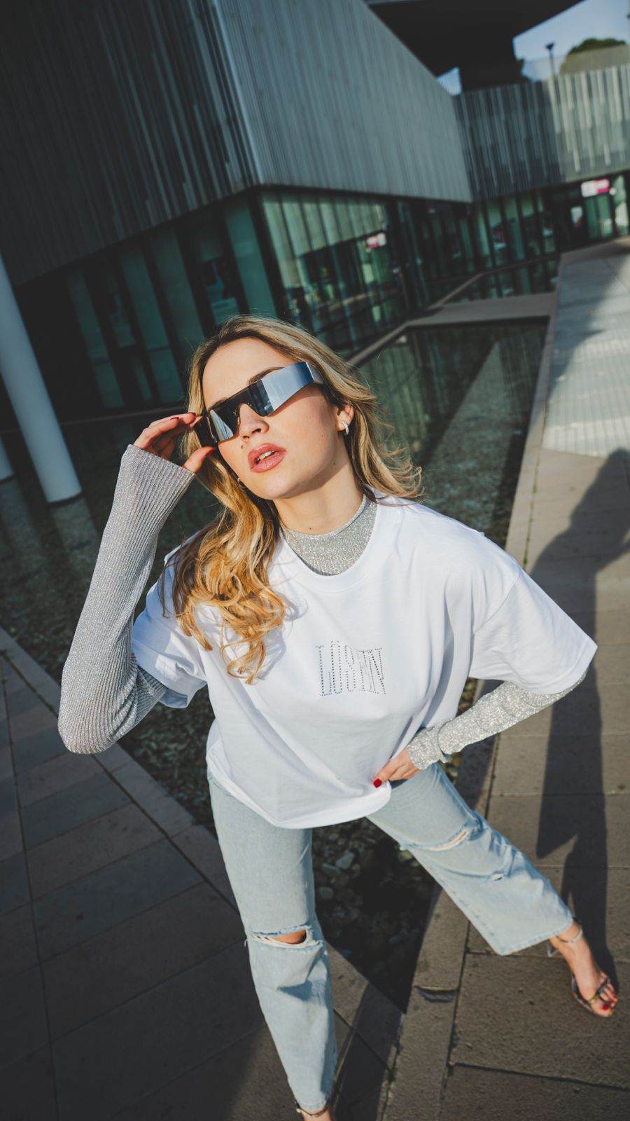 T-shirt boxy shine